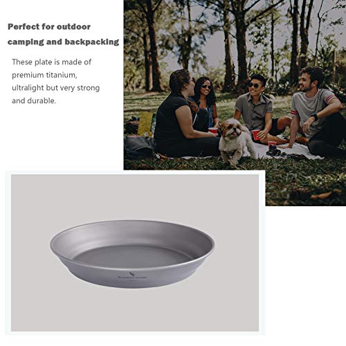 Boundless Voyage Ultralight Titanium Bowl Pan Plate Dish with Carry Bag Outdoor Camping Portable Tableware Cookware (Ti15166B (Plate-S)) - color: Ti15166B (Plate-S)