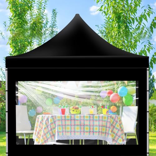 SmoothNovelty 3 Pcs Clear Canopy Sidewalls with Black Storage Bag Window Sidewall for 10 x 10 Inch Tent Waterproof Shade Wall, Sunwalls Only, Canopy Tent Not Included, No Zipper - color: Black