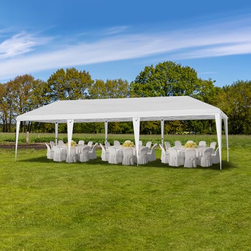 Outvita 10x30ft Ez Pop Up Outdoor Canopy Tent, Portable Commercial Instant Tent with Carry Bag for Party Wedding Birthday BBQ Events - style: 10x30-white