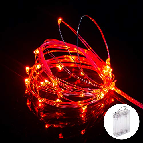XINKAITE String Lights, 10FT/3M Red LED, Waterproof, Indoor/Outdoor, Battery Operated, 30 Super Bright Bulbs, Perfect for Holidays & Parties - color: Red, size: 10ft