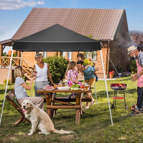 6x6ft Pop Up Canopy Tent,Portable Home Use Waterproof Folding Tent,Easy Up Gazebo Canopy Tents,Commercial Beach Tents,with Carry Bag,for Outdoor Patio Camping Wedding Party BBQ Garden (Dark Grey) - size: 6x6ft