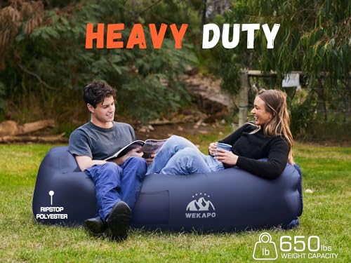 WEKAPO Inflatable Couch Air Lounger Chair - Camping & Beach Accessories, Portable Blow up Sofa for Hiking, Lawn, Indoor/Outdoor Movies & Music Festivals. Lightweight and Easy to Set Up Air Hammock - color: Navy