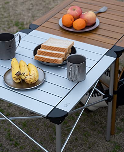 iClimb Lightweight Stable Alu. Folding Square Table Roll Up Top with Carry Bag for Camping Picnic Backyards BBQ Camp Kitchen (Silver, M) - color: Alu Silver, size: Medium
