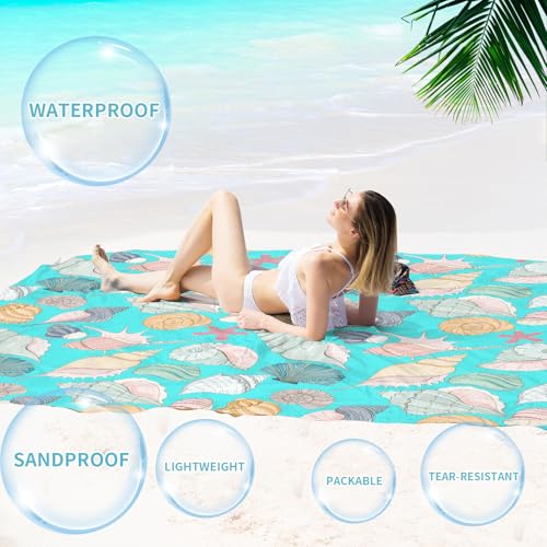 Beach Blanket 78''×110'' Suits 1-7 Adults Waterproof Sandproof Lightweight Oversized Large Picnic Mat Blanket for Beach Travel Camping Picnic Hiking - color: Conch, size: 9'2" x 6'6"