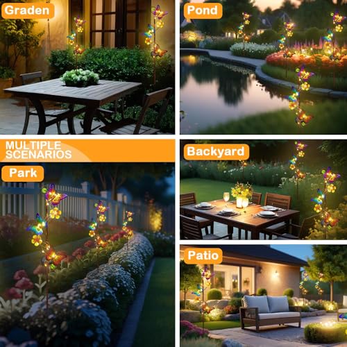 NAN ZAI NAN FANG Butterfly Solar Stake Lights, Waterproof, for Outdoor Decor, Garden,Lawn,Patio or Courtyard, 2 Pack