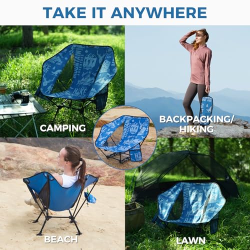 ATEPA UFO3.0 Ultralight Backpacking Chair, 330 lbs Heavy-Duty Aerospace Aluminum Folding Camp Chair with Hexagon Ergonomic Seat Anti-Sink Feet, Compact Portable Outdoor Gear for Hiking Fishing, Blue - color: Blue Trail Pro- 1 Pack