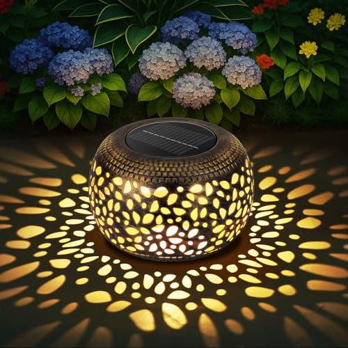 Solar Lantern Outdoor Patio Decor: Solar Lanterns Outdoor Waterproof Hollow Out Retro Metal Solar Powered, Outside Yard Porch Garden Balcony Desk Bedroom Indoor Tabletop Decorations 2 Lighting Colors - size: Bronze 1 Pack