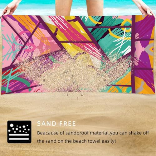 Abstract Print Beach Towel Lightweight Quick Dry Sand Resistant Oversized Artistic Towel for Pool Travel - color: Patterned Print