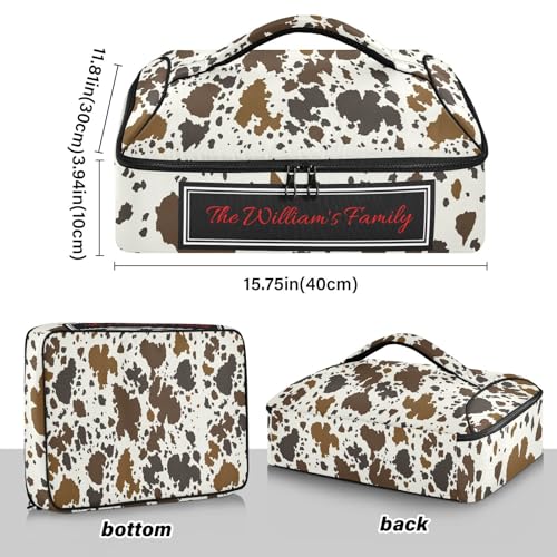 Kcldeci Custom Insulated Casserole Carrier Cowhide Leather Personalized Food Carriers with Dish Storage Leakproof Lasagna Holder Bag for Lasagna Pan Baking Dish Casserole Dish - color: B08