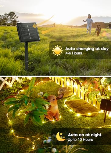 Brightown Solar String Lights Outdoor 2 Pack 72 Feet 200 LED Waterproof Solar Powered String Lights with 8 Lighting Modes, Waterproof Solar Rope Lights for Outside Christmas Party, Warm White - color: Warm White, size: 200 LED 2PACK