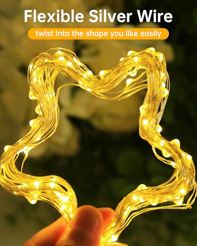 Blingstar USB Powered Fairy Lights, 2 Pack 33Ft 100 LED, Flexible Silver Wire, Mini String Lights for Christmas Tree/Bedroom/Camping/Holiday Indoor Decoration, Warm White - color: Warm White