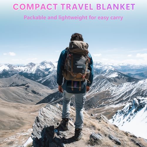 Camping Blanket, Packable Lightweight Down Alternative Puffy Camping Picnic Outdoor Blankets Warm Waterproof Hammock Top Quilt for Sleeping Travel Stadium Hiking Indoor Cold Weather 55"x78.8" - color: Black Blanket