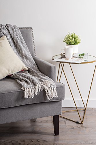 DII 100% Cotton Basket Weave Throw for Indoor/Outdoor Use Camping Bbq's Beaches Everyday Blanket, 50 x 60, Woven Stripe - color: Gray, size: 50x60"