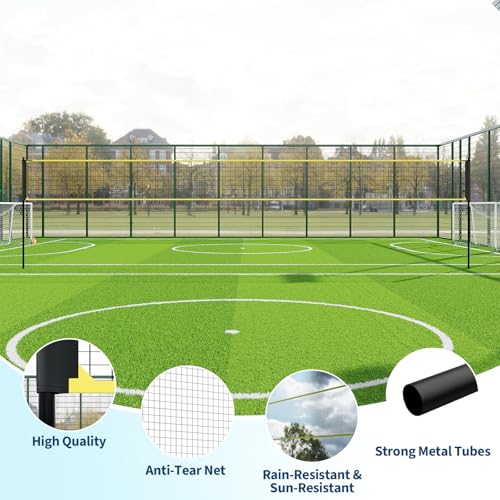 Garvee Portable Volleyball Net Set, Adjustable-Height Outdoor Volleyball Nets with Ball, Pump, Ropes & Carry Bag, Heavy-Duty Weatherproof Set for Beach, Park, Camping & Backyard - color: Yellow, size: 32ft