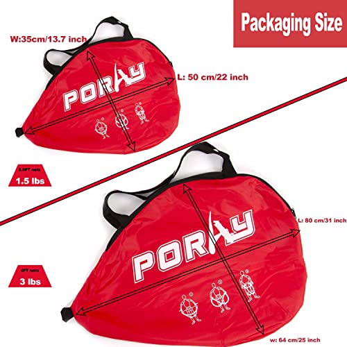 Poray Soccer Goal for Kid Easy-up Set of Two Portable Soccer Net 210D Oxford with 8 Field Marker Cones Extra Stakes Fun for Backyard and Soccer Training - color: Red, size: 2.4ft