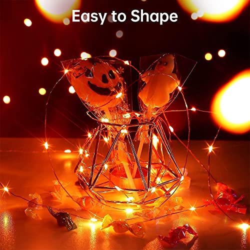 Blingstar USB Powered Fairy Lights, 2 Pack 33Ft 100 LED, Flexible Silver Wire, Mini String Lights for Halloween/Christmas Tree/Stage/Party/Holiday Indoor Decoration, Orange - color: Orange
