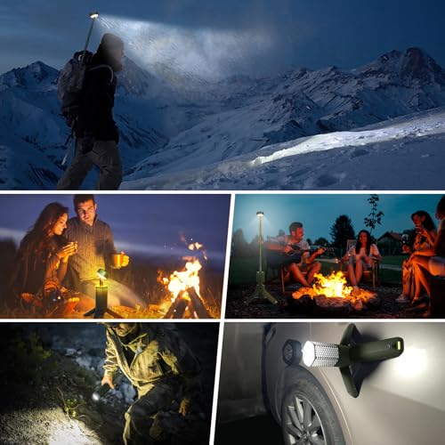Telescopic Camping Lights,Portable Camping Lantern with Storage Bag,10500mAh Rechargeable Outdoor Adventure Emergency Light,Waterproof LED Work Lights with Magnetic (Light Green) - color: Light Green