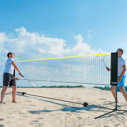 VEVOR Badminton Net, Height Adjustable Volleyball Net, Wide Foldable Pickleball Net, Portable Easy Setup Tennis Net Set with Poles, Stand and Carry Bag, for Kids Backyard Game Indoor Outdoor Use - size: 17ft