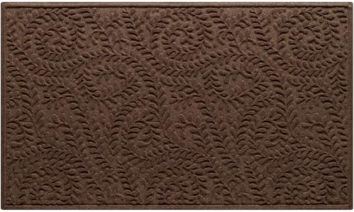 WaterHog Boxwood Front Door Mat Indoor Outdoor Entrance, Absorbent All-Weather Doormat with Non-Slip Rubber Backing, Dirt & Moisture Trapper, Low Profile & Easy Clean, Made in USA, 35"x59" Dark Brown - color: Brown, size: Large 35"x59" (3'x5')