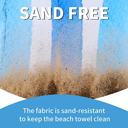 2 Pack Lightweight Thin Beach Towel Oversized 71"x32" Big Extra Large Microfiber Sand Free Towels for Adult Quick Dry Travel Camping Beach Accessories Vacation Essential Gift Blue Shell Stripe - color: 2 Pack Blue Shell Stripes