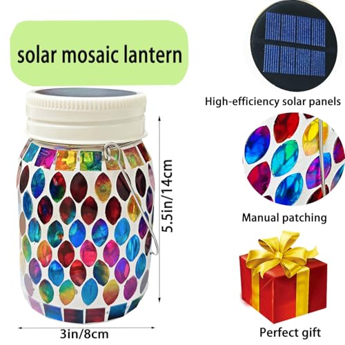 Mosaic Lanterns Outdoor Garden Decor Waterproof Lights,Solar Mosaic Christmas Gifts for Women Mom Grandma Halloween and Garden,Patio,Pathway & Yard Décor (Red) - color: Red
