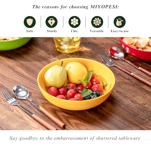 8-Inch Melamine Salad & Pasta Bowls - Set of 6, Unbreakable & Reusable with Ceramic Feel, Stackable & Dishwasher-Safe Platic Dinner Bowls, Versatile for All Meals (Multi-color) - color: Multicolor