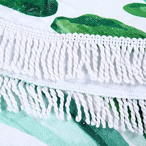 Benefeet Sox Beach Towel Large Round Mandala Pool Towels Tassels Microfiber Quick Dry Beach Blanket Throw Bohemian Roundie Swim Pool Circle Towel, 59 Inches - color: Tropical Palm Leaves