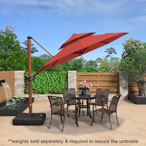 PURPLE LEAF 10ft Patio Umbrella Outdoor Round Umbrellas Large Cantilever Umbrella Windproof Offset Umbrellas Heavy Duty Sun Umbrella for Garden Deck Pool Patio, Brick Red - color: Brick Red, size: 10 Feet, style: Umbrella
