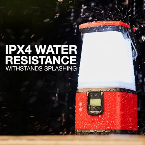 ENERGIZER WeatheReady LED Camping Lantern PRO-360, IPX4 Water Resistant Tent Light, Ultra Bright Battery Powered Lanterns for Camping, Outdoors, Emergency Power Outage - color: Red