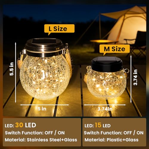 ROSHWEY 4 Pack M Size Solar Lantern Gifts for Women, Hanging Garden Decor Solar Lights Outdoor Waterproof with 15 LED for Halloween Christmas Easter Gift - size: M Size, 4 Pack