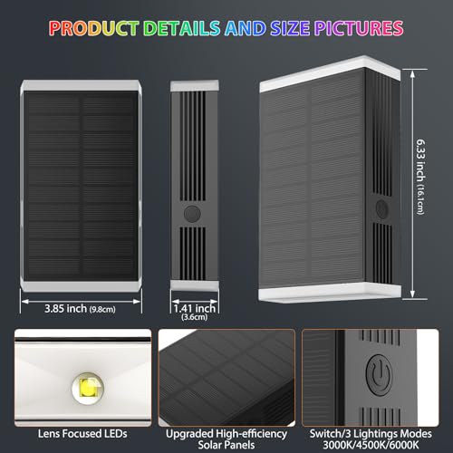 Solar Lights Outdoor,8 Lighting Modes Dusk to Dawn Lighting Wall Sconce IP67 Waterproof Up and Down Solar Wall Light Front Door Light for House, Garage, Porch,Doorway,Fence,Festival Decor (2 PACK) - color: RGB & Warm White
