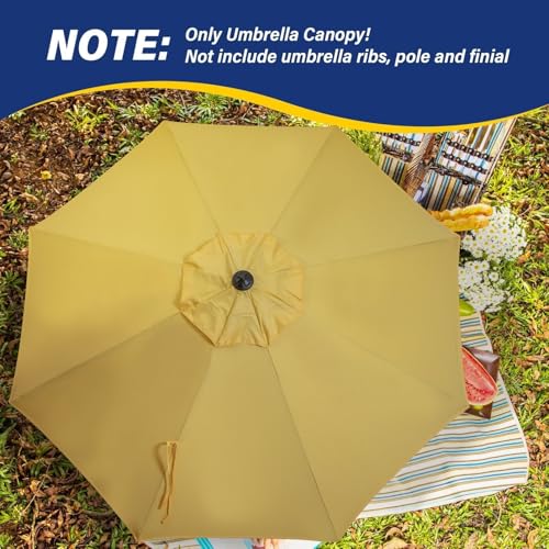 9ft Market Patio Umbrella Canopy - 8 Ribs Canopy Replacement - UV Protective UPF 50+ and Fade Resistant Patio Canopy - Wind Vent Replacement Canopy Cover (Canopy Only) (Purple) - color: Yellow