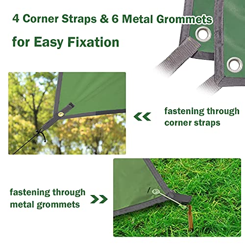 AYAMAYA Tent Footprint, PU 3000 Waterproof Tent Ground Cloth Large Size for 2-8 Person Family Camping Tents Ground Sheet Mat with 6 Tent Stakes for Camping Hiking Picnic - 13x9FT /8x7FT /6x7FT /5x7FT - size: 13FT x 9FT