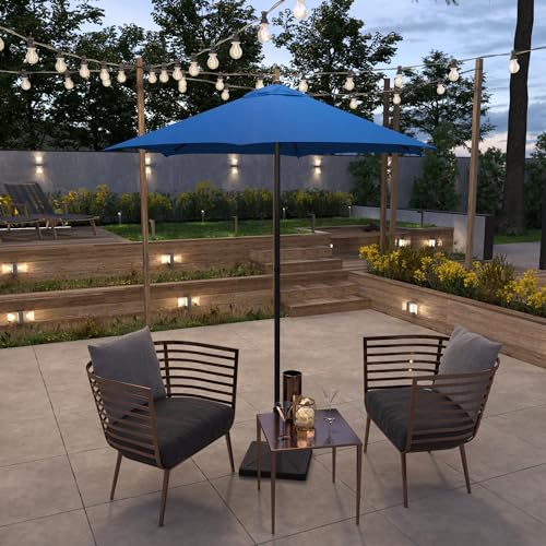 Sunline 7.5 ft Patio Umbrella with Crank & Push Button Tilt, Outdoor Market Umbrella with UV Protection & Wind Vent, Metal Frame for Deck, Pool & Table, Pacific Blue - color: Pacific Blue, size: 7.5 foot