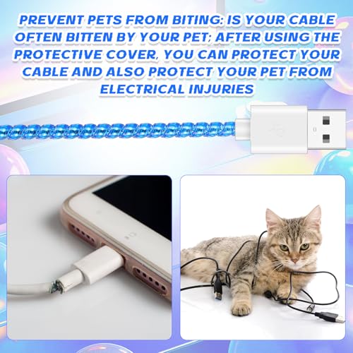 Frienda 10 Pcs Spiral Cord Protector Chargers Protector Pets No Chew Data Cable Protective Sleeve Headphone Charger Saver USB Cable Cover Wire Repair for Phone USB (Cool Colors) - color: Cool Colors