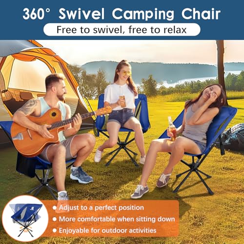 Raynesys 2 Pack Portable Camping Chair, Flexible 360° Rotation, 8 Seconds Quick Setup Folding Camping Chair, 3.8Lb Lightweight Travel Chairs for Easy Carry to Hiking, Sporting, Beach, Blue - color: Blue, size: 2 Pack