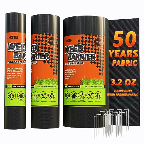 6x100FT Weed Barrier Landscape Fabric Heavy Duty, 3.2oz Durable Geotextile Fabric, Weed Block Gardening Ground Cover Mat, Weed Control Garden Cloth for Landscaping, French Drains, Yard Driveway - size: 6*100ft