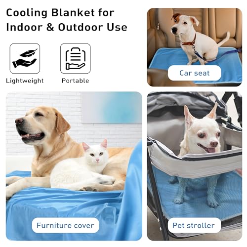 Kritter Planet Waterproof Cooling Dog Mat, Soft Pet Blanket for Summer, Lightweight Outdoor Mat, Reversible Furniture Cover, 30 x 50 inch, Blue - color: Blue/Blue, size: 30x50 inches
