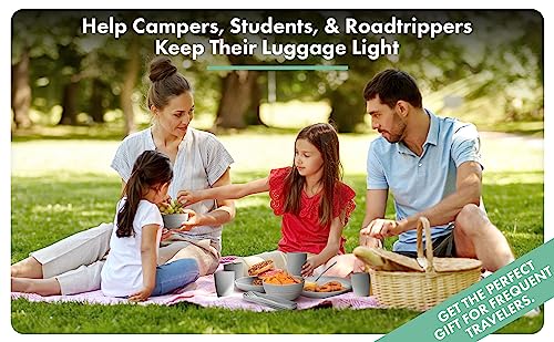 FOODLE Wheat Straw Dinnerware Set - BPA Free & Safety Certified - Unbreakable, Microwave & Dishwasher Safe - Dorm & RV Dishes - Camping Plates Cups and Bowls Set - Great for Kids & Adults - For 6 - color: Gray