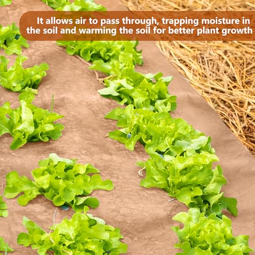 DECOHS 4 x 100 Ft Biodegradable Paper Weed Barrier- Heavy Duty Biodegradable Garden Bed Grass- Garden Paper Weed Control Barrier Weed Grass Blocker for Outdoor Garden Lawn - color: 4x100ft