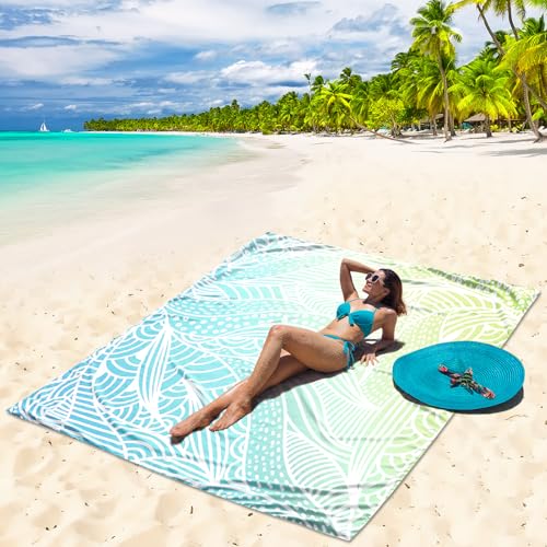 AISPARKY Beach Blanket Waterproof Sandproof Quick Drying Beach Mat Extra Large Outdoor Picnic Blanket for Travel Camping Hiking - color: Sbw-jb-flv, size: 79" X 83"