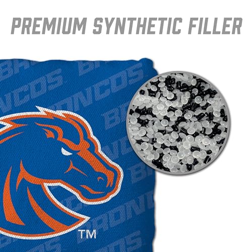 YouTheFan Officially-Licensed NCAA Set of 4 Cornhole Bags - All Weather Regulation 6” x 6” Size - 16oz Weight - Designed in USA - color: Boise State Broncos - Blue