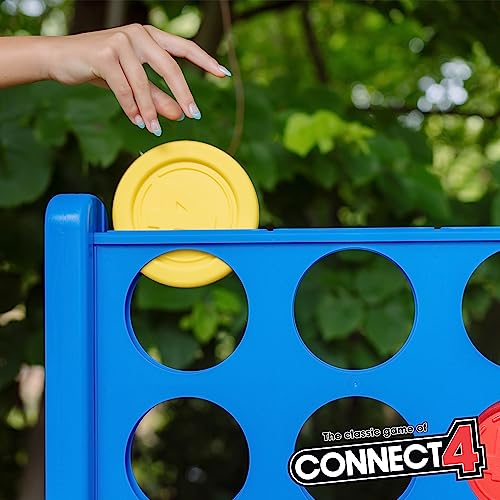 Connect 4 Giant Edition Game - 4-Foot Jumbo Classic Four-in-a-Row Family Fun - Indoor & Outdoor Strategy Board Games for Adults & Kids - 42-Count Colorful Discs - Quick Assembly & Slide Release Reset