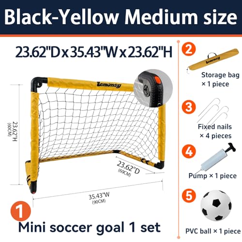 Small Soccer Goals for Kids, Foldable Mini Soccer Goal Set with Portable Soccer Net for Kids, Kid Soccer Goal for Indoor Outdoor Backyard Play, Soccer Toy Gift for Children - size: Elite Yellow: 35.43×23.62×23.62 inch in goal+ball