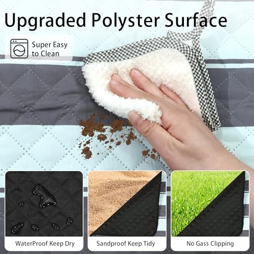 HX&OD Extra Large Picnic Outdoor Blanket, 80”x80” Waterproof Picnic Mat Foldable Camping Blanket Portable with Carry Strap for Beach Mat Outdoor Camping Party(Grey&Green) - color: Grey&green, size: 80 x 80 inches
