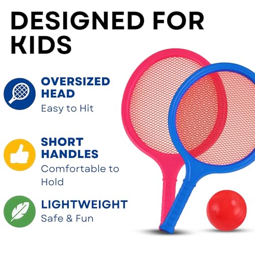 Badminton Racket Set for Kids, Toddlers with Paddles, Ball and Birdie - Junior Kindergarten Student Outdoor Sports Tennis Racquet Play Game Beach Toys - style: 6-Pack