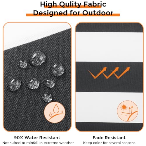 Magpie Fabrics Indoor Outdoor Waterproof Square Chair Cushion, 18" x 18" x 2.5", 2 Pack, Water Resistant Seat Cushions, for Patio Garden Office, Black White - color: Black White