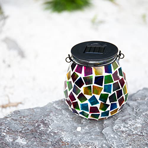 Afirst Mosaic Solar Lanterns Outdoor - Glass Hanging Solar Lights Hollow Out Waterproof Table Lamp Outdoor Decorative for Garden, Patio, Holiday Party Outdoor Decoration - style: Cube