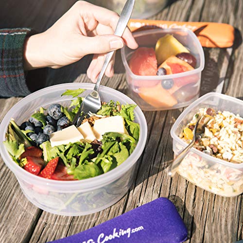 Reusable Travel Utensils with Case | Fork and Spoon Set with Knife, Chopsticks and Optional Reusable Straw– Office, Travel, or Camping Accessories| Lightweight Sturdy Reusable Utensils - color: 4pc Set - Navy Blue