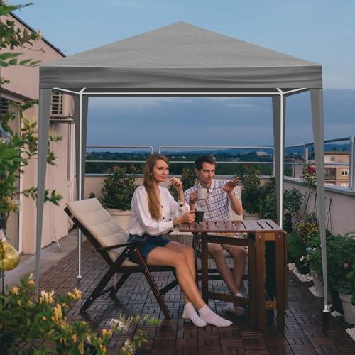 6.5x6.5ft Heavy Duty Commercial Canopy Tent,Portable Folding Canopy Tents,Waterproof Patio Gazebo Tent,Folding Outside Shelter Gazebos,with 4 Removable Sidewalls,for Wedding Party Backyard (Dark Grey) - color: Dark Grey